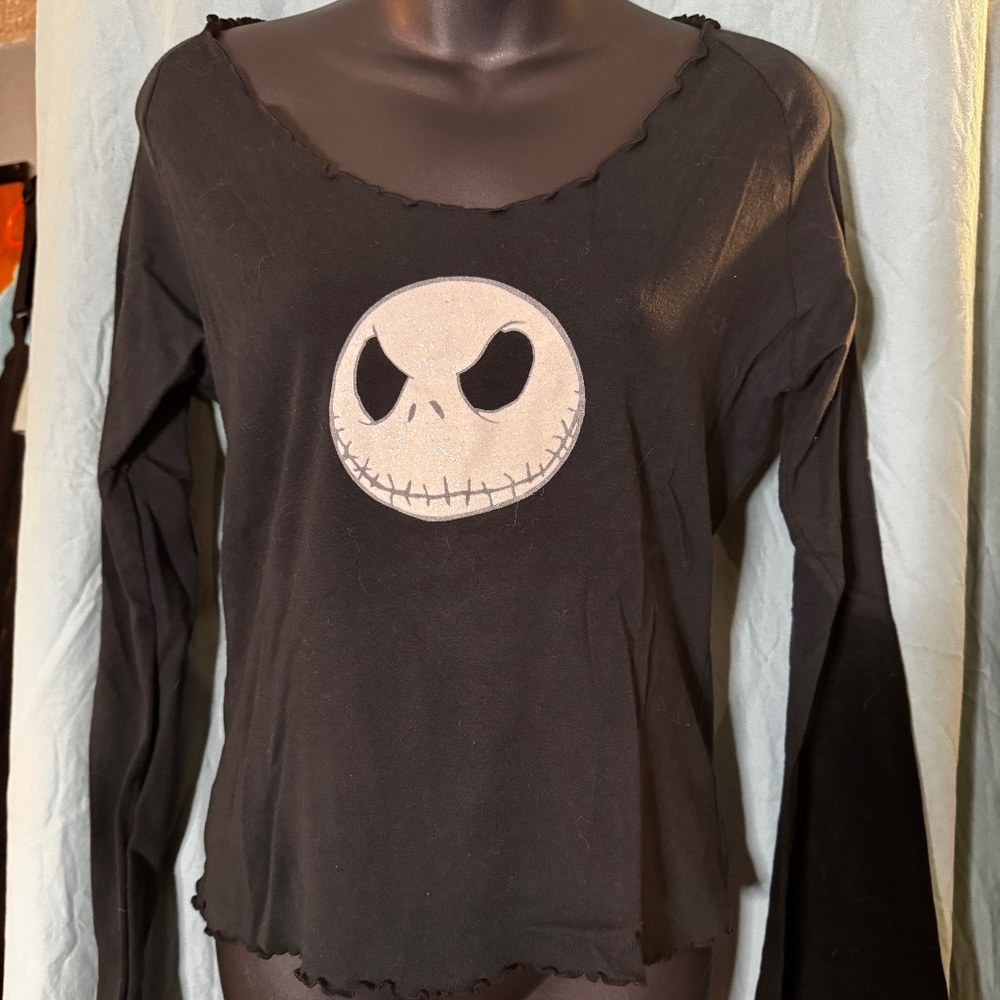 DISNEY Nightmare Before Christmas Jack Skellington XL long sleeve Ruffle T-shirt